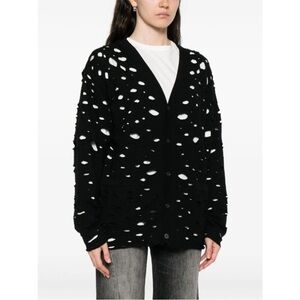 R13 Ripped Boyfriend Cardigan Black